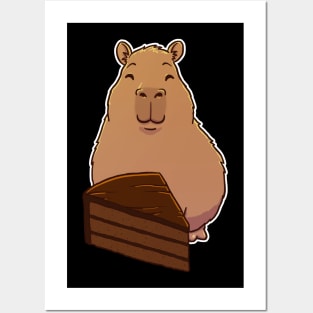 Capybara Chocolate Cake Slice Posters and Art